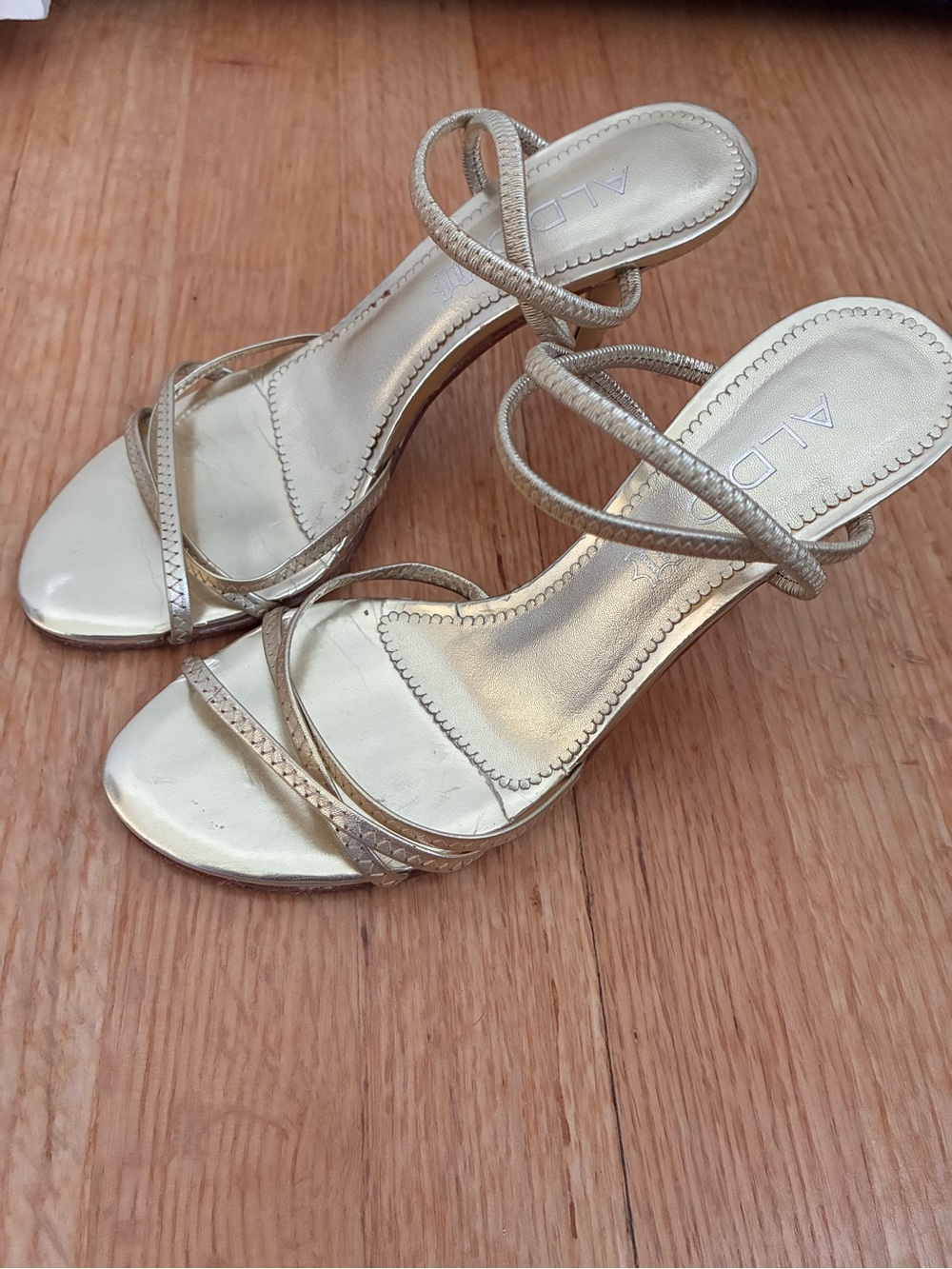 ALDO Metallic Gold Strappy High-Heel Sandals